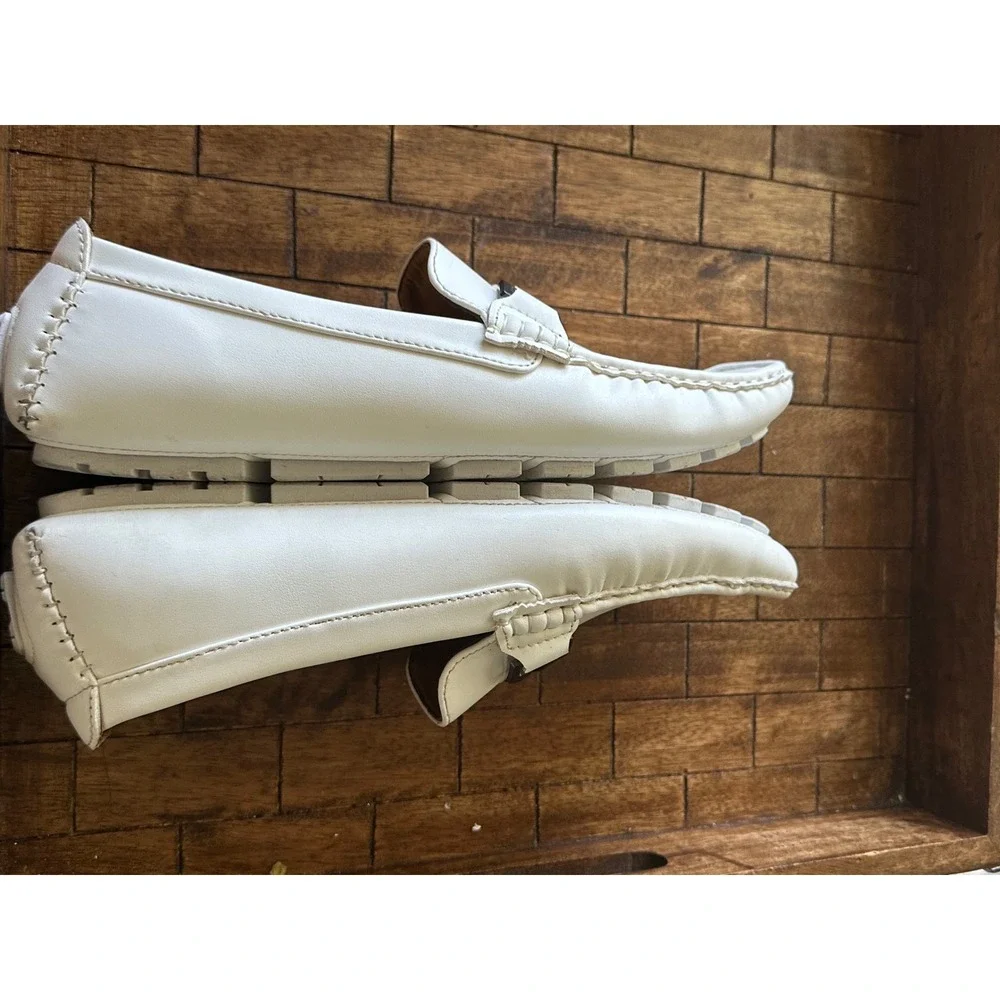 Bruno Marc Mens White Driving Loafers horse bit Slip On Moc Toe Shoes VGUC‎